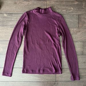Uniqlo - Mock Neck Ribbed Sweater - Plum - Size S